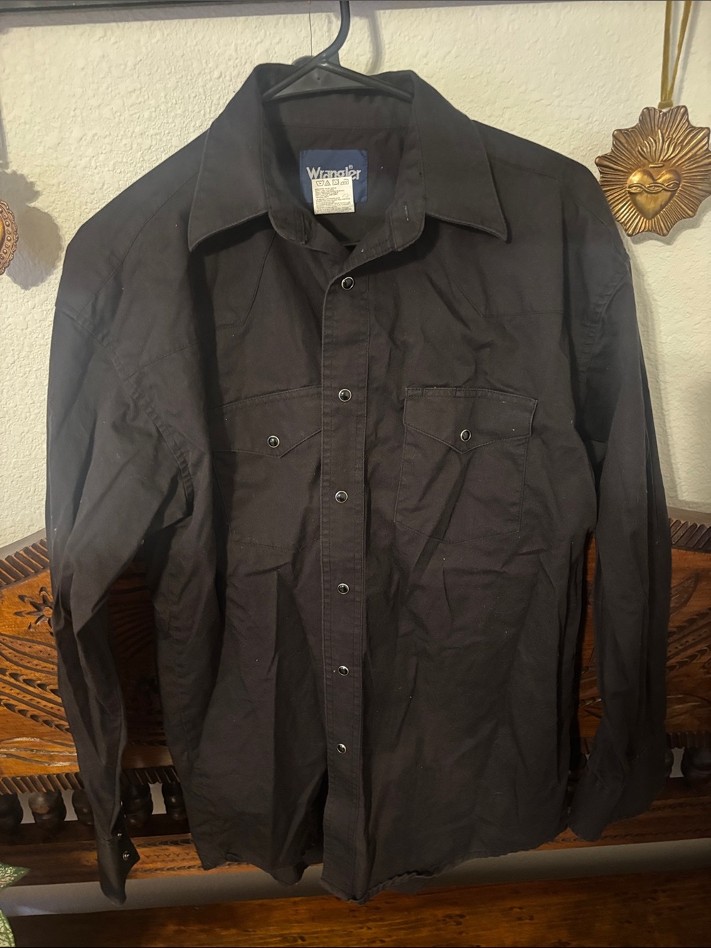 Wrangler Black Lightweight Shirt with Snap Front